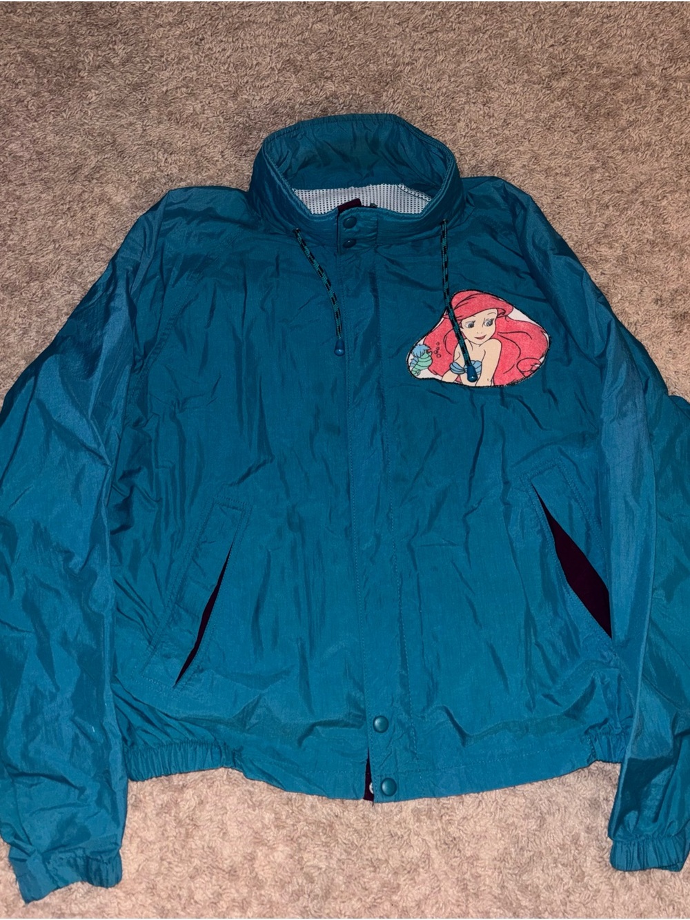 Vintage Swingster Ariel Little Mermaid Upcycled Windbreaker Jacket Large USA